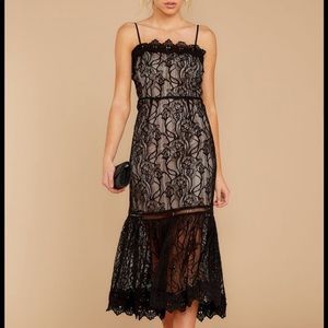 BB Dakota RSVP Black and Nude Lace Midi Dress - Size 10